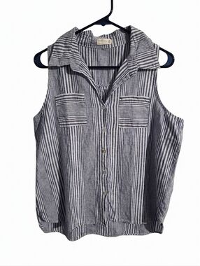 Linen Blend Button Up Tank